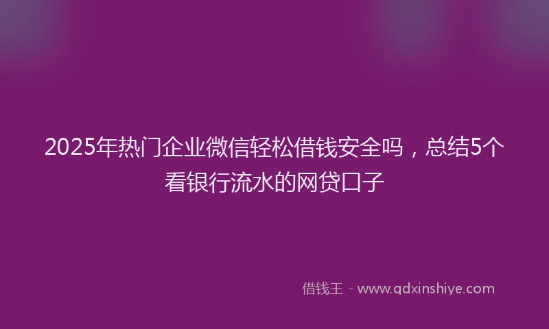 2025年热门企业微信轻松借钱安全吗，总结5个看银行流水的网贷口子