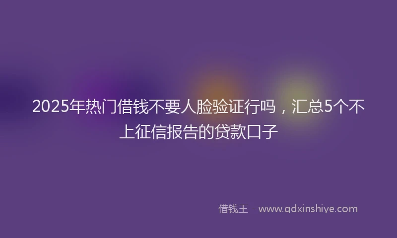2025年热门借钱不要人脸验证行吗，汇总5个不上征信报告的贷款口子