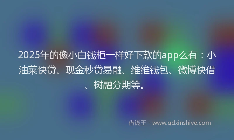 2025年的像小白钱柜一样好下款的app么有：小油菜快贷、现金秒贷易融、维维钱包、微博快借、树融分期等。