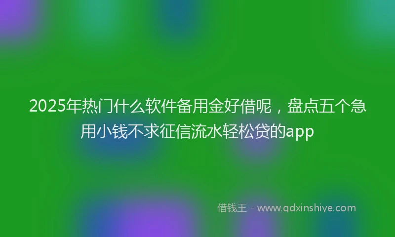 2025年热门什么软件备用金好借呢，盘点五个急用小钱不求征信流水轻松贷的app