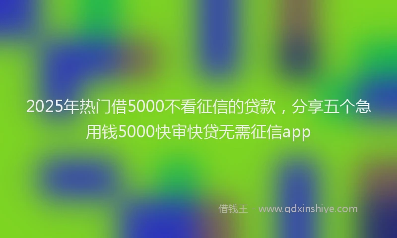 2025年热门借5000不看征信的贷款，分享五个急用钱5000快审快贷无需征信app