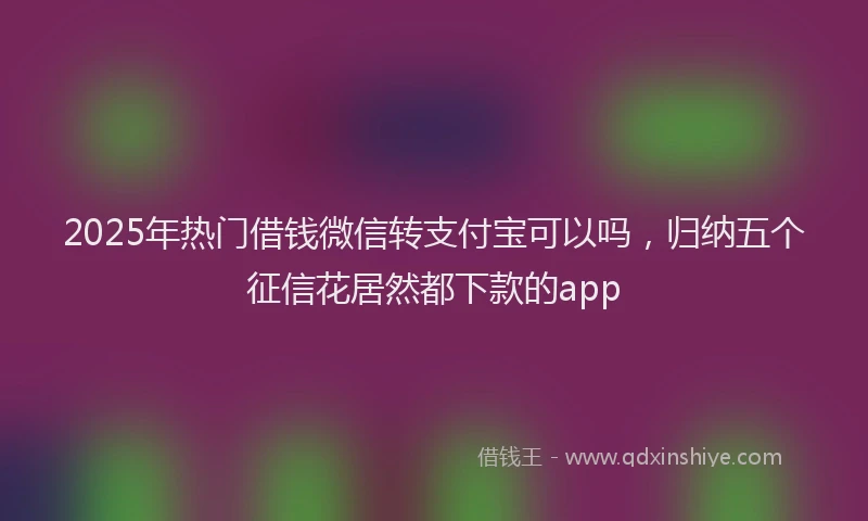 2025年热门借钱微信转支付宝可以吗，归纳五个征信花居然都下款的app