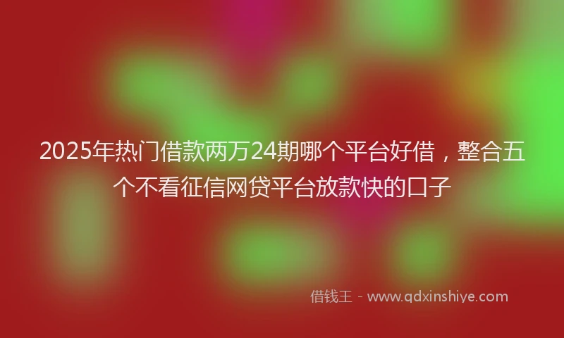 2025年热门借款两万24期哪个平台好借，整合五个不看征信网贷平台放款快的口子