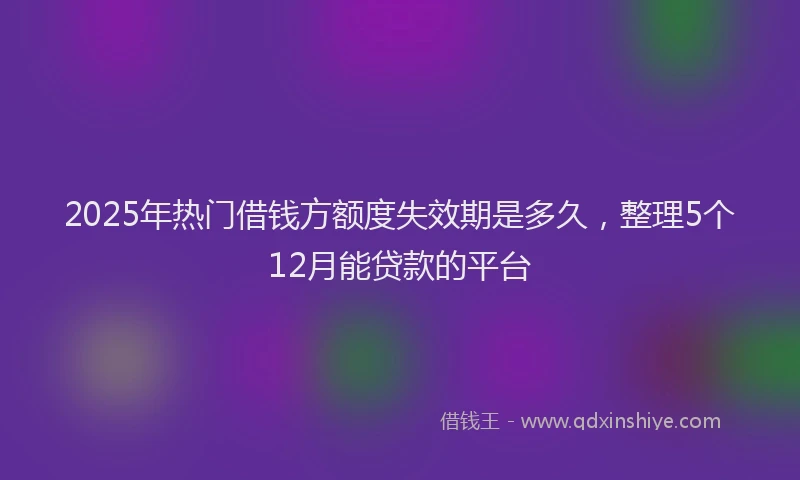 2025年热门借钱方额度失效期是多久，整理5个12月能贷款的平台