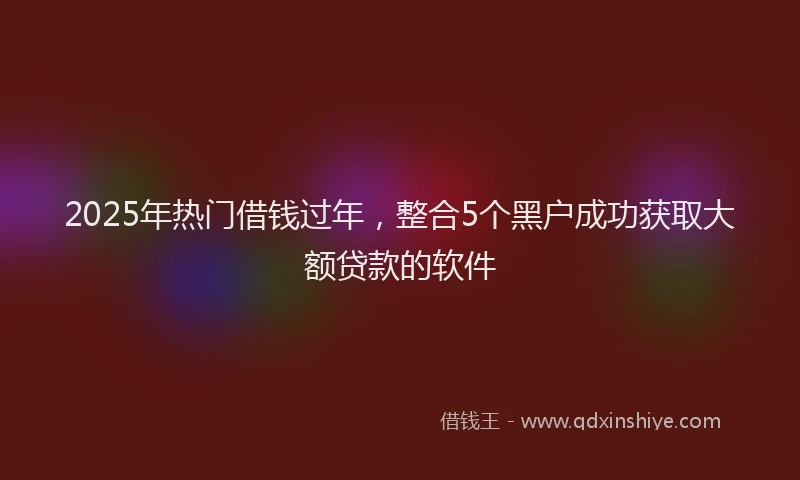 2025年热门借钱过年，整合5个黑户成功获取大额贷款的软件