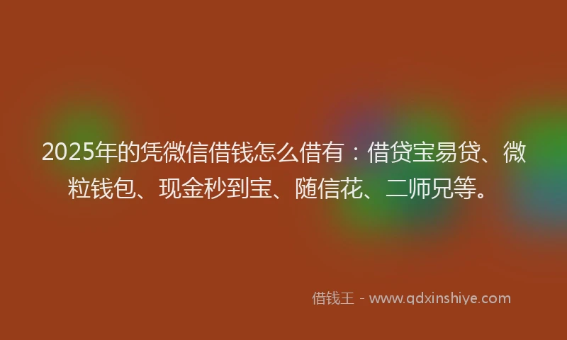 2025年的凭微信借钱怎么借有：借贷宝易贷、微粒钱包、现金秒到宝、随信花、二师兄等。