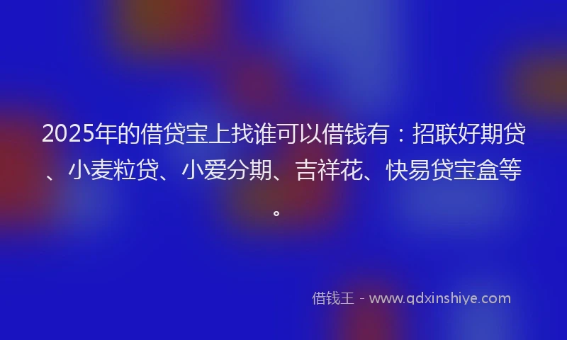 2025年的借贷宝上找谁可以借钱有：招联好期贷、小麦粒贷、小爱分期、吉祥花、快易贷宝盒等。
