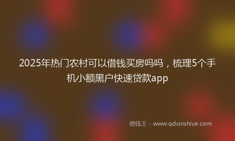 2025年热门农村可以借钱买房吗吗，梳理5个手机小额黑户快速贷款app