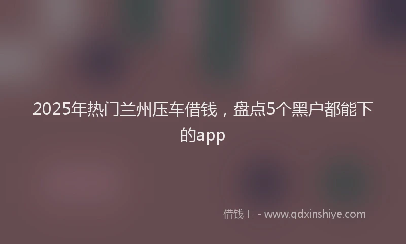 2025年热门兰州压车借钱，盘点5个黑户都能下的app
