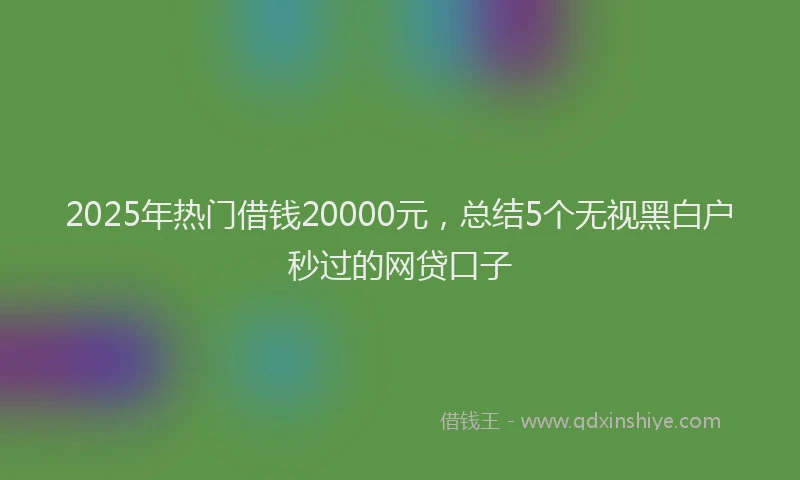 2025年热门借钱20000元，总结5个无视黑白户秒过的网贷口子