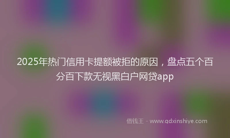 2025年热门信用卡提额被拒的原因，盘点五个百分百下款无视黑白户网贷app