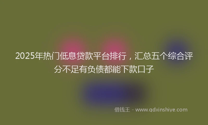 2025年热门低息贷款平台排行，汇总五个综合评分不足有负债都能下款口子