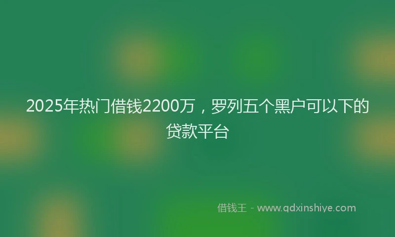 2025年热门借钱2200万，罗列五个黑户可以下的贷款平台