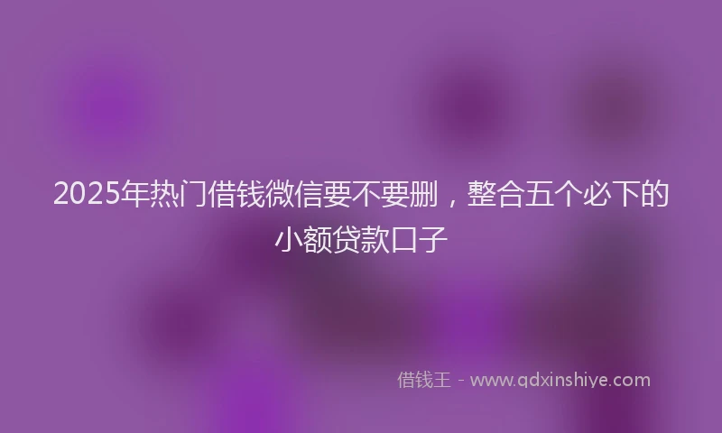 2025年热门借钱微信要不要删，整合五个必下的小额贷款口子