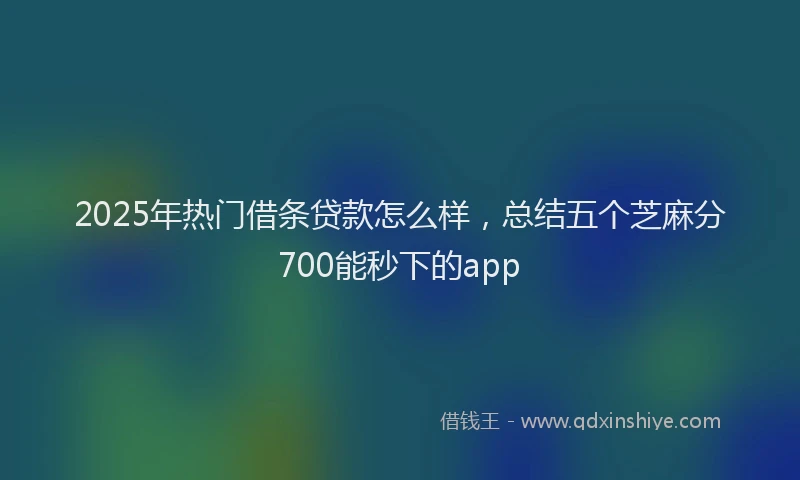 2025年热门借条贷款怎么样，总结五个芝麻分700能秒下的app