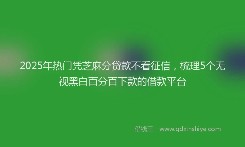 2025年热门凭芝麻分贷款不看征信，梳理5个无视黑白百分百下款的借款平台