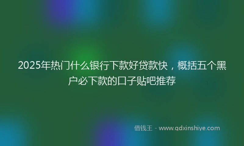 2025年热门什么银行下款好贷款快，概括五个黑户必下款的口子贴吧推荐