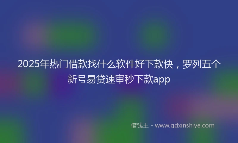 2025年热门借款找什么软件好下款快，罗列五个新号易贷速审秒下款app