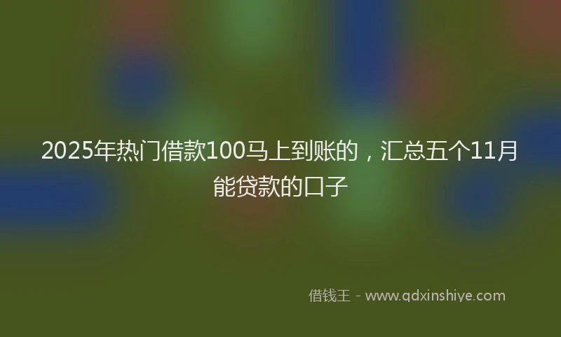 2025年热门借款100马上到账的，汇总五个11月能贷款的口子