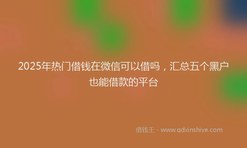 2025年热门借钱在微信可以借吗，汇总五个黑户也能借款的平台
