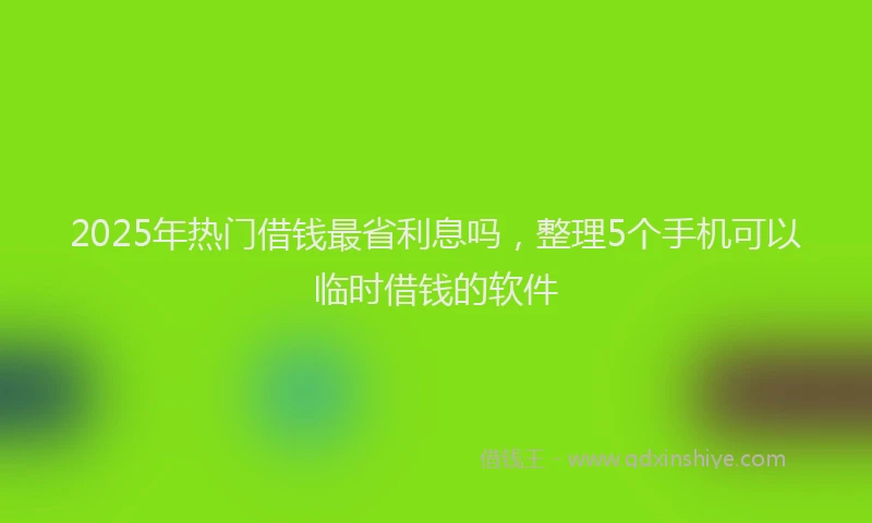 2025年热门借钱最省利息吗，整理5个手机可以临时借钱的软件