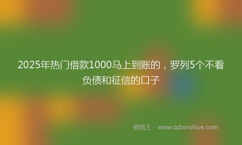 2025年热门借款1000马上到账的，罗列5个不看负债和征信的口子