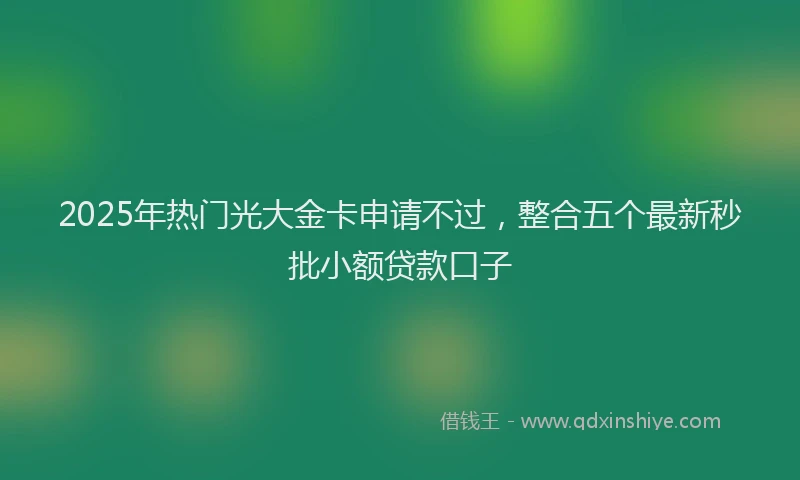 2025年热门光大金卡申请不过，整合五个最新秒批小额贷款口子