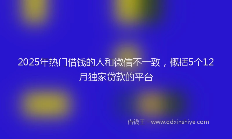 2025年热门借钱的人和微信不一致，概括5个12月独家贷款的平台