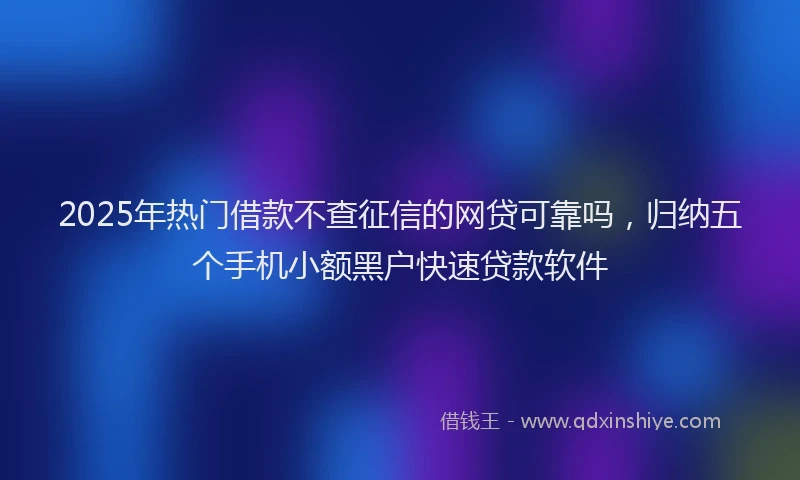 2025年热门借款不查征信的网贷可靠吗，归纳五个手机小额黑户快速贷款软件