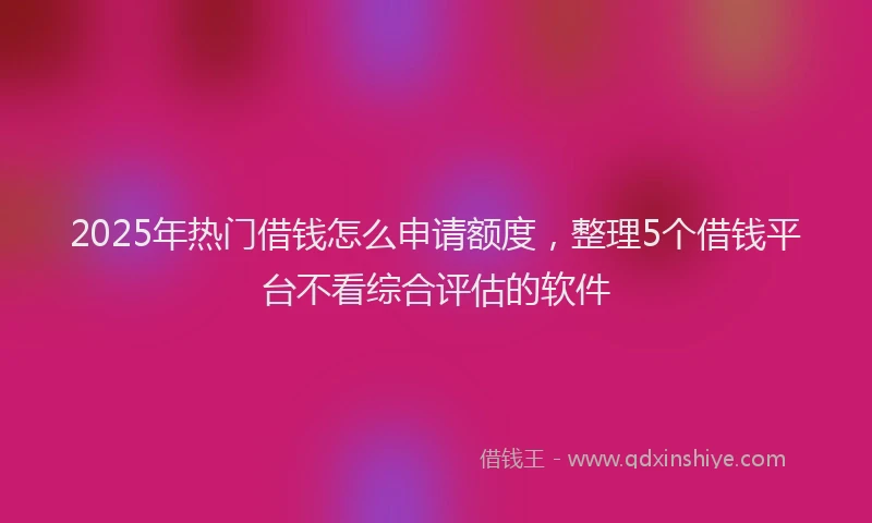 2025年热门借钱怎么申请额度，整理5个借钱平台不看综合评估的软件