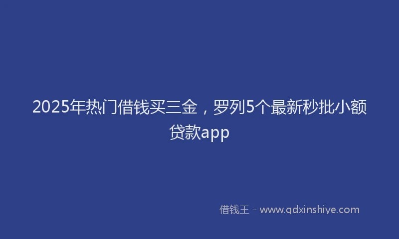 2025年热门借钱买三金，罗列5个最新秒批小额贷款app