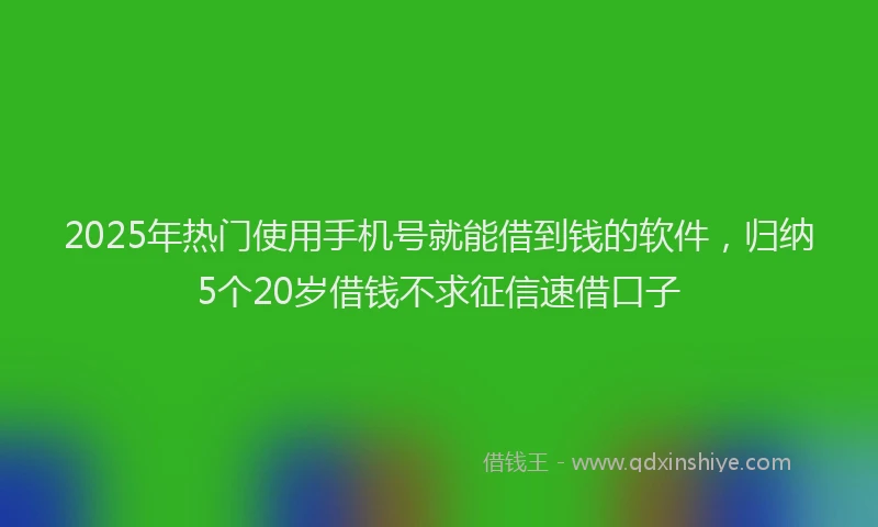 2025年热门使用手机号就能借到钱的软件，归纳5个20岁借钱不求征信速借口子