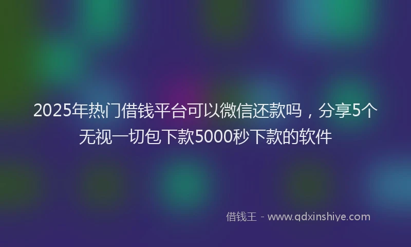 2025年热门借钱平台可以微信还款吗，分享5个无视一切包下款5000秒下款的软件