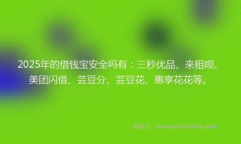 2025年的借钱宝安全吗有：三秒优品、来租呗、美团闪借、芸豆分、芸豆花、惠享花花等。