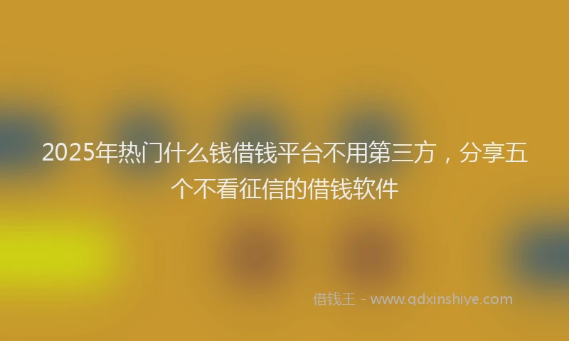 2025年热门什么钱借钱平台不用第三方，分享五个不看征信的借钱软件