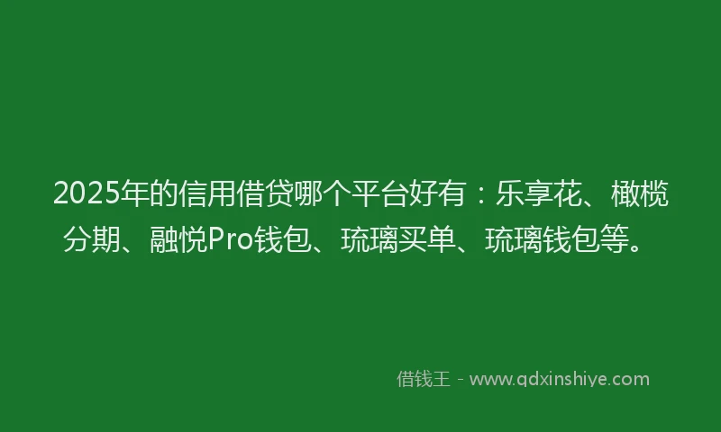 2025年的信用借贷哪个平台好有：乐享花、橄榄分期、融悦Pro钱包、琉璃买单、琉璃钱包等。