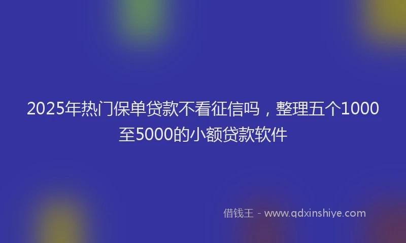 2025年热门保单贷款不看征信吗，整理五个1000至5000的小额贷款软件