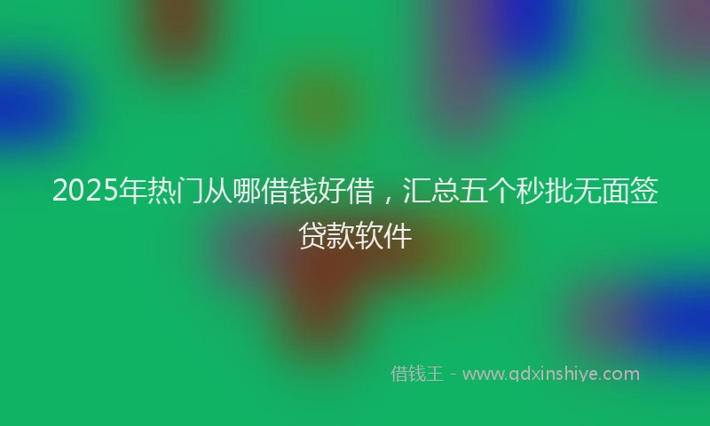 2025年热门从哪借钱好借，汇总五个秒批无面签贷款软件