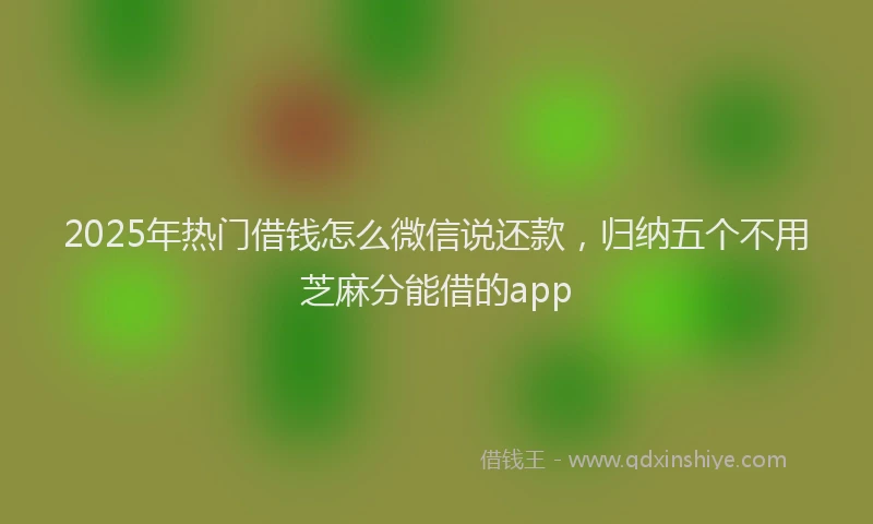 2025年热门借钱怎么微信说还款，归纳五个不用芝麻分能借的app
