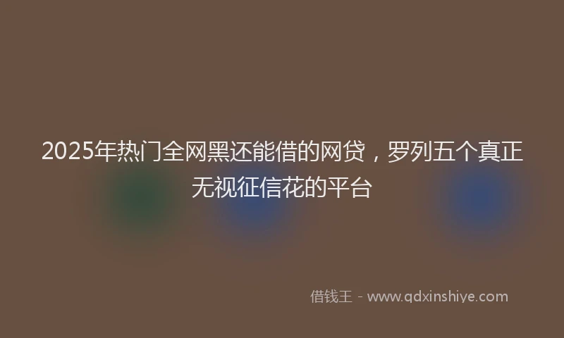 2025年热门全网黑还能借的网贷，罗列五个真正无视征信花的平台