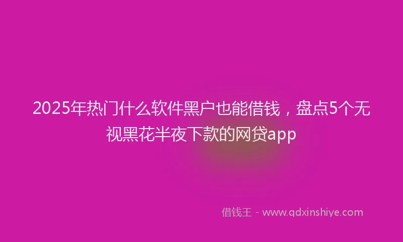 2025年热门什么软件黑户也能借钱，盘点5个无视黑花半夜下款的网贷app