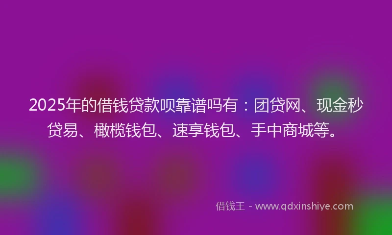 2025年的借钱贷款呗靠谱吗有：团贷网、现金秒贷易、橄榄钱包、速享钱包、手中商城等。