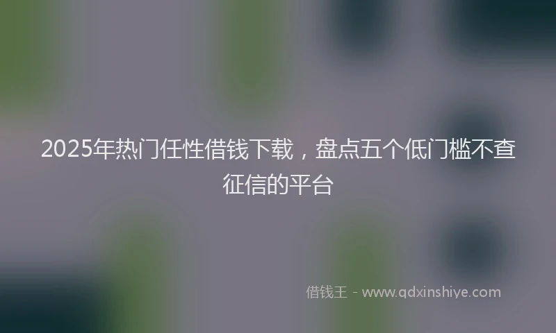 2025年热门任性借钱下载，盘点五个低门槛不查征信的平台