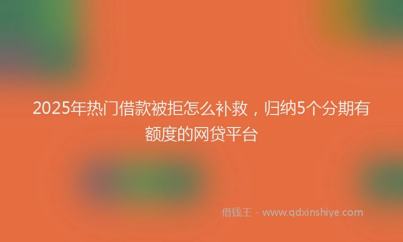 2025年热门借款被拒怎么补救，归纳5个分期有额度的网贷平台