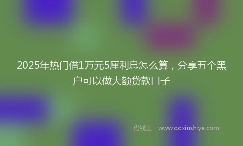 2025年热门借1万元5厘利息怎么算，分享五个黑户可以做大额贷款口子