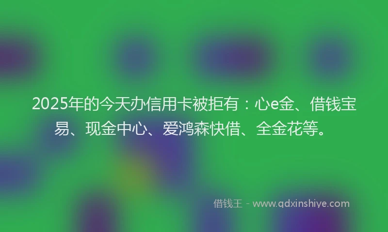 2025年的今天办信用卡被拒有：心e金、借钱宝易、现金中心、爱鸿森快借、全金花等。