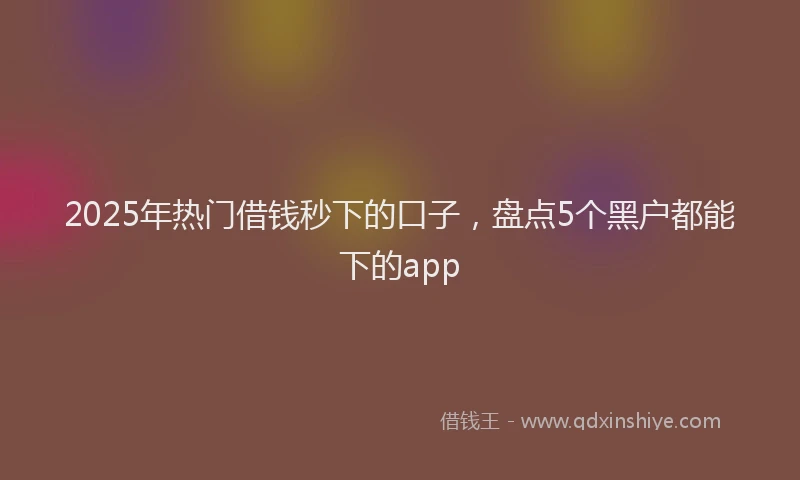 2025年热门借钱秒下的口子，盘点5个黑户都能下的app
