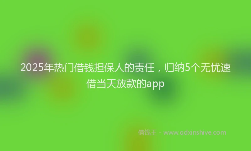 2025年热门借钱担保人的责任，归纳5个无忧速借当天放款的app