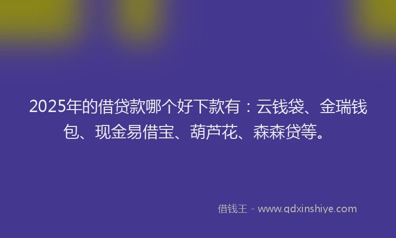 2025年的借贷款哪个好下款有：云钱袋、金瑞钱包、现金易借宝、葫芦花、森森贷等。