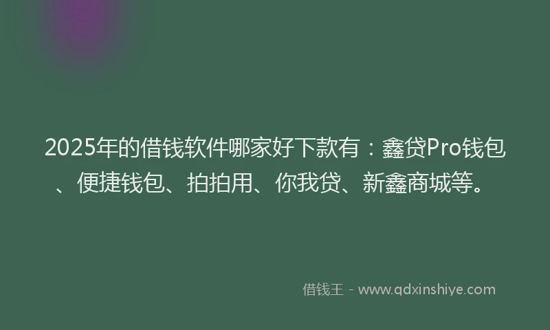 2025年的借钱软件哪家好下款有：鑫贷Pro钱包、便捷钱包、拍拍用、你我贷、新鑫商城等。